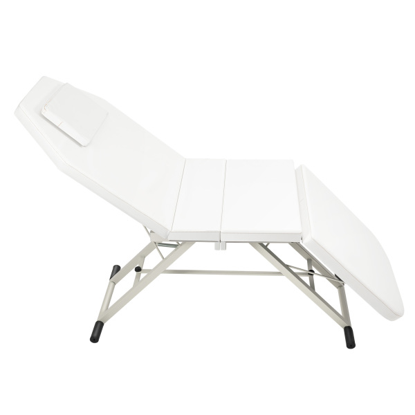 CNCEST Cama de masaje plegable, 182 cm, SPA, cama cosmética de PVC, 3 zonas, tumbonas, triples portátiles (blanco)
