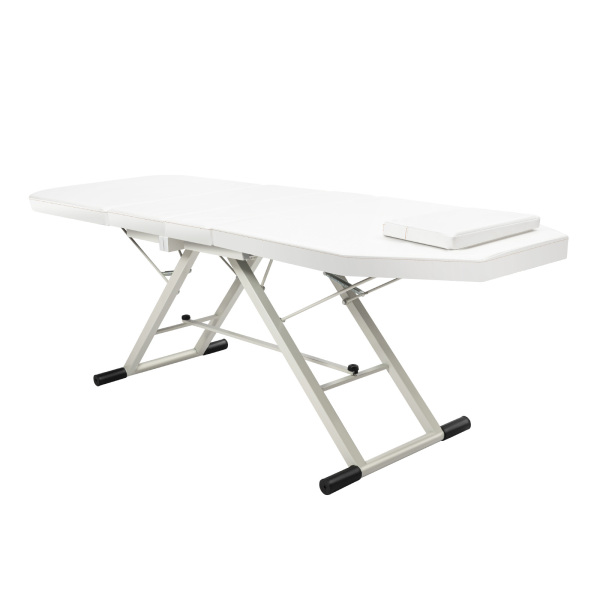 CNCEST Cama de masaje plegable, 182 cm, SPA, cama cosmética de PVC, 3 zonas, tumbonas, triples portátiles (blanco)