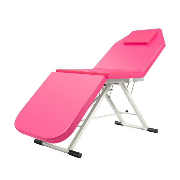 Camilla de masaje, plegable, altura regulable, con agujero facial, 3 secciones, 182 x 60 x 60 cm, de PVC, para salón de spa (rosa)