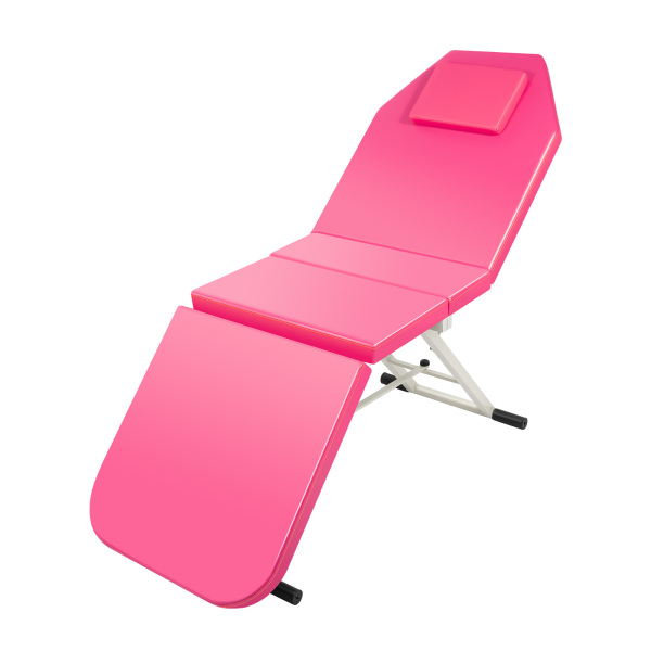 Camilla de masaje, plegable, altura regulable, con agujero facial, 3 secciones, 182 x 60 x 60 cm, de PVC, para salón de spa (rosa)