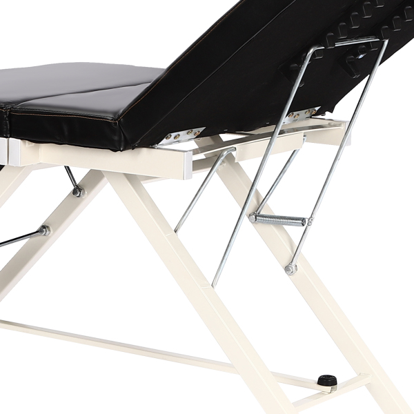Camilla de masaje Cosmética de 3 secciones, plegable, 182 x 60 x 60 cm, spa, salón, cama de belleza, ligera y sólida, color negro