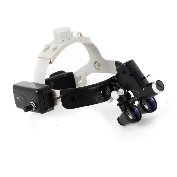 CNCEST Lupa montada en la cabeza + faro negro (cargado), 3,5 x 420 mm, LED dental