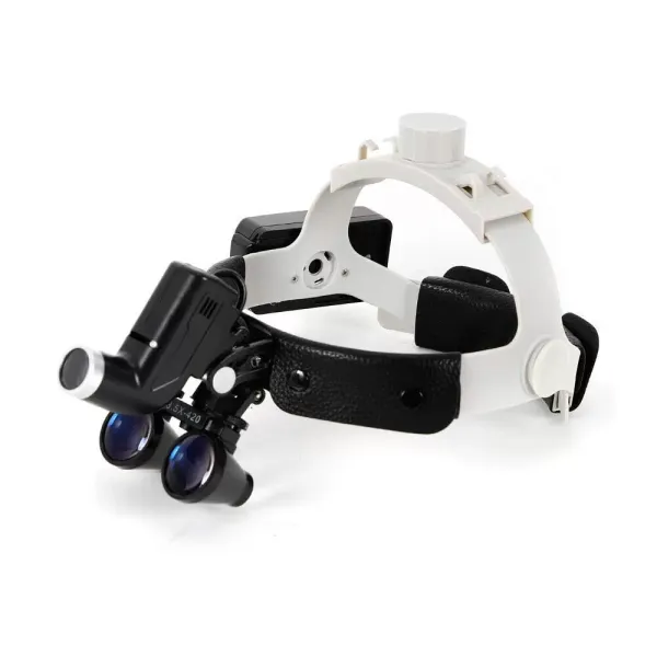 CNCEST Lupa montada en la cabeza + faro negro (cargado), 3,5 x 420 mm, LED dental