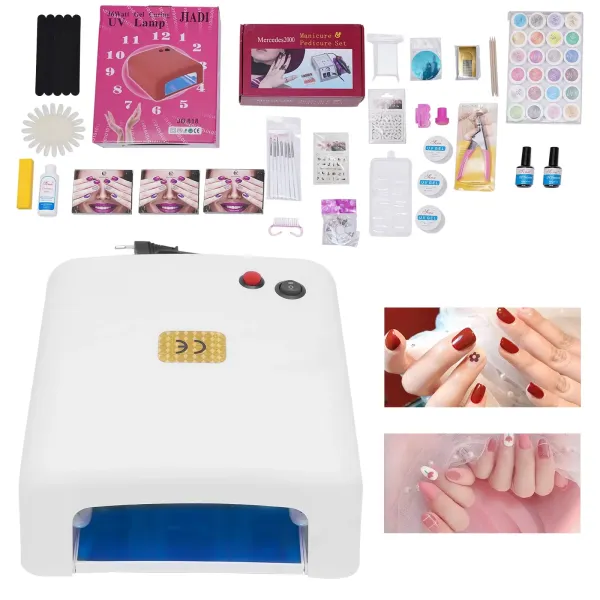 Juego de gel UV para principiantes de manicura y manicura, lámpara UV