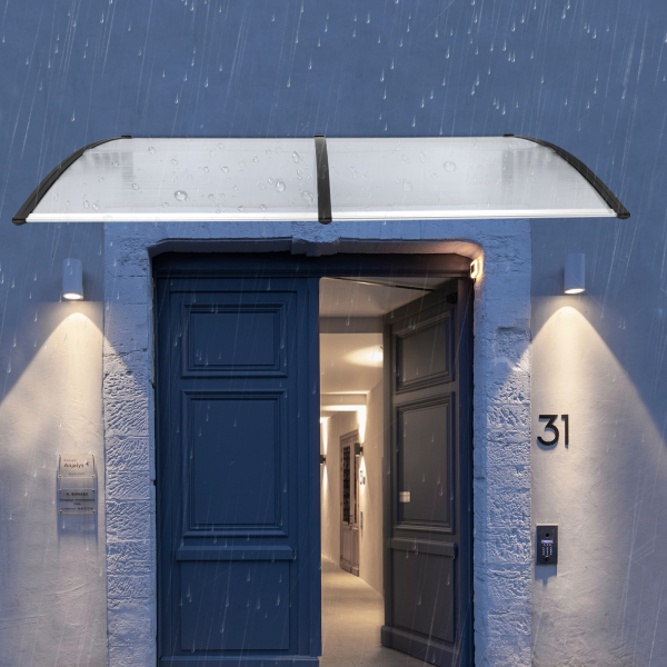 200 x 93 cm, marquesina para puerta de casa, con marco de polipropileno, resistente a la intemperie, para puertas, ventanas y escaparates