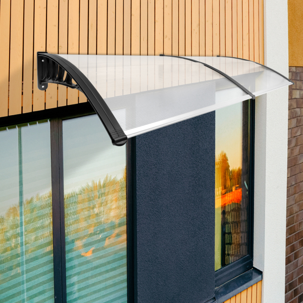 200 x 93 cm, marquesina para puerta de casa, con marco de polipropileno, resistente a la intemperie, para puertas, ventanas y escaparates