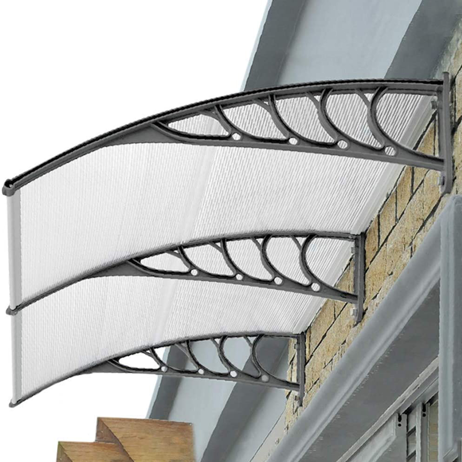Toldo para puerta de porche de 240x80 cm, cubierta para lluvia, techo transparente