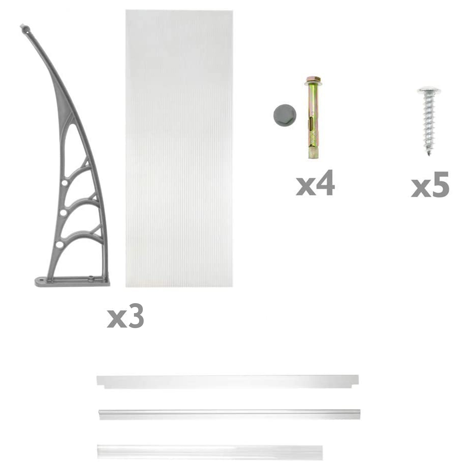 Toldo para puerta de porche de 240x80 cm, cubierta para lluvia, techo transparente