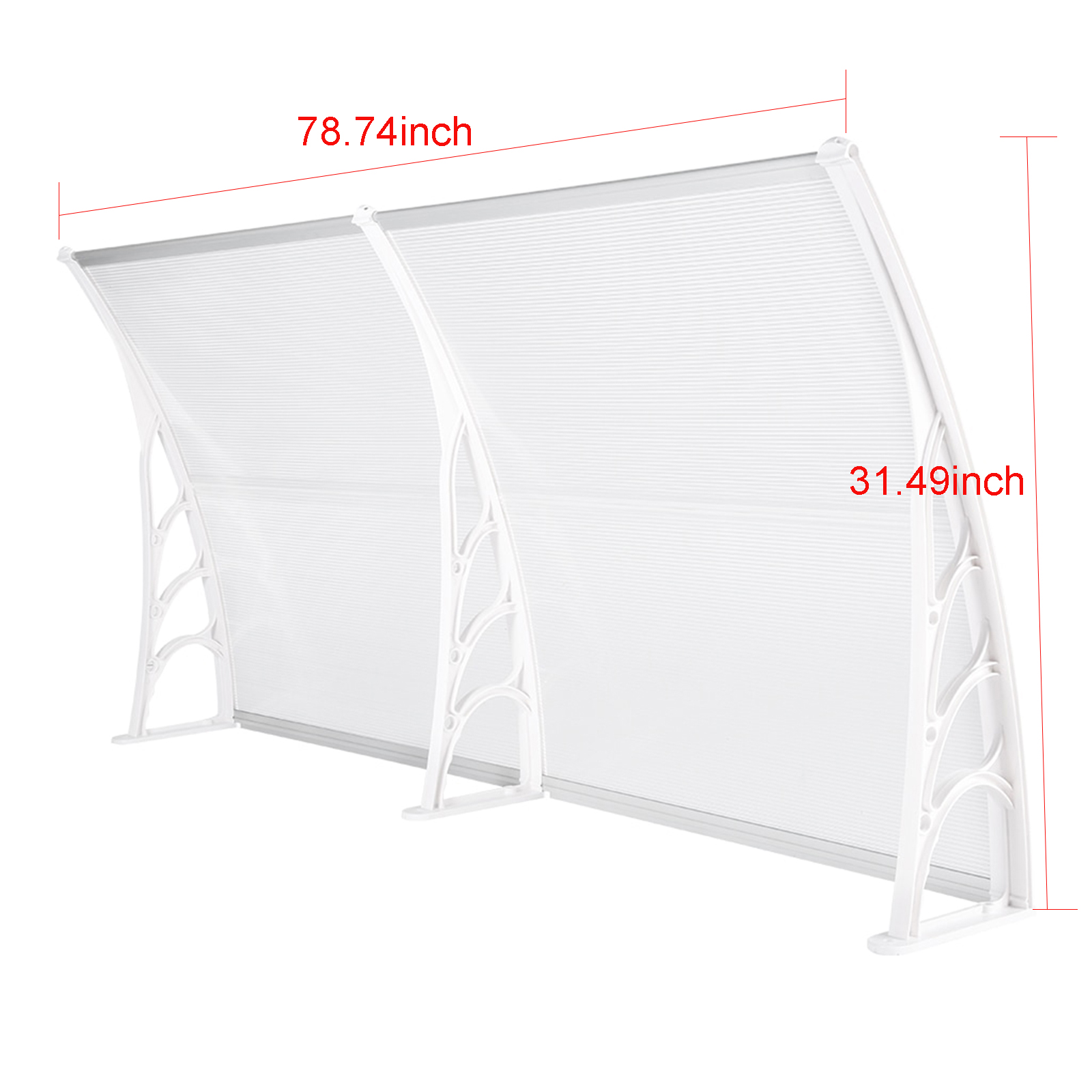 Toldo para puerta de porche de 240x80 cm, cubierta para lluvia, techo transparente