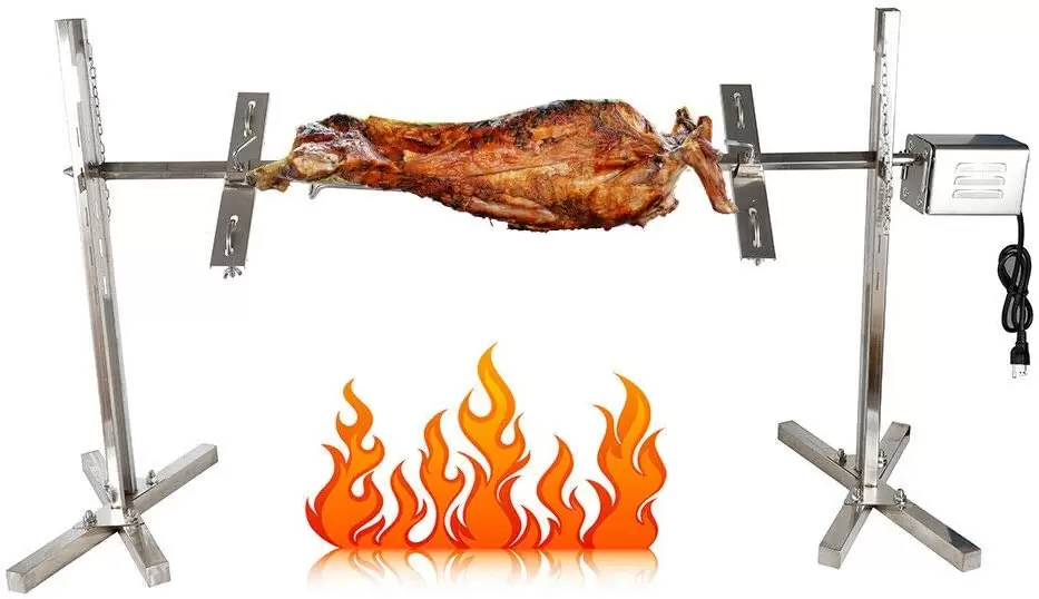 Pincho para barbacoa con motor de 15 W, de acero inoxidable, 30 kg, pincho giratorio de 21 pulgadas, para asador giratorio