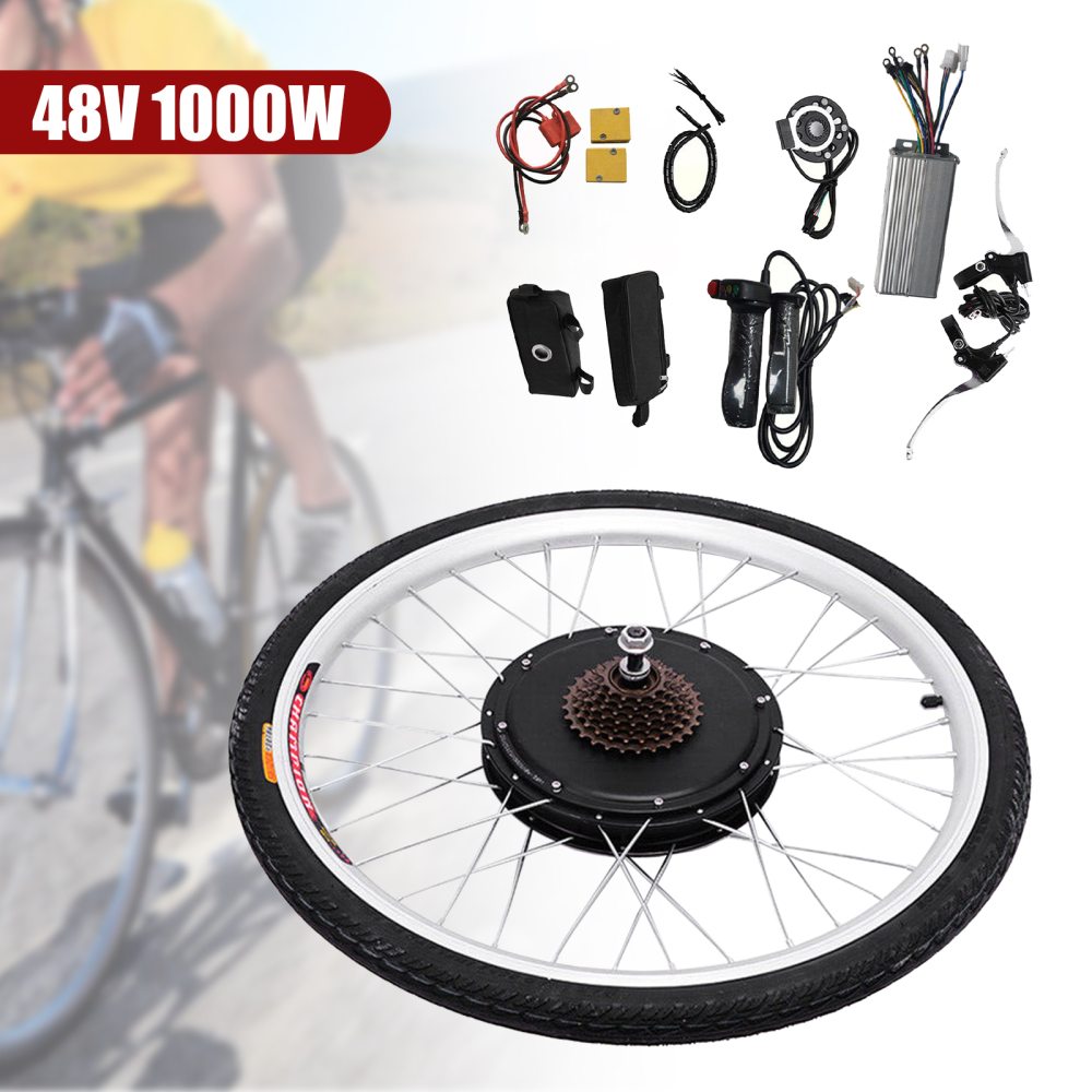 CNCEST Kit de conversión para bicicleta eléctrica, 48 V, 1000 W, 26 pulgadas, rueda trasera