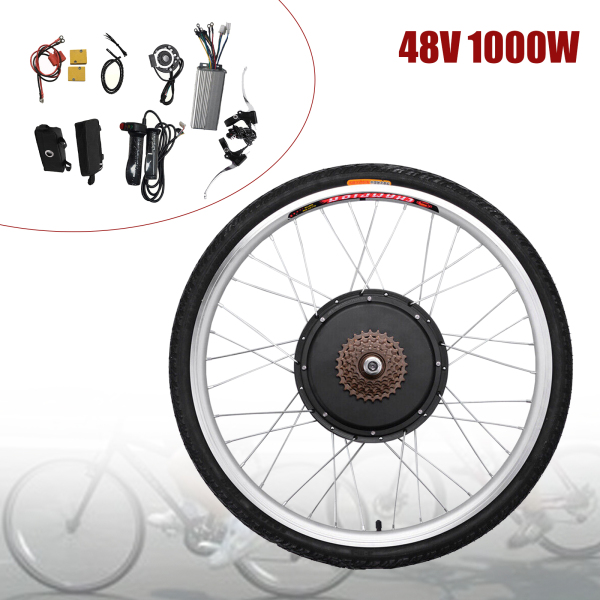 CNCEST Kit de conversión para bicicleta eléctrica, 48 V, 1000 W, 26 pulgadas, rueda trasera