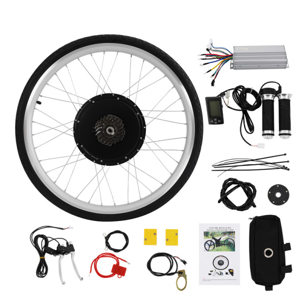 CNCEST Kit bicicleta eléctrica 26 pulgadas 48V 1000W con rueda trasera LCD