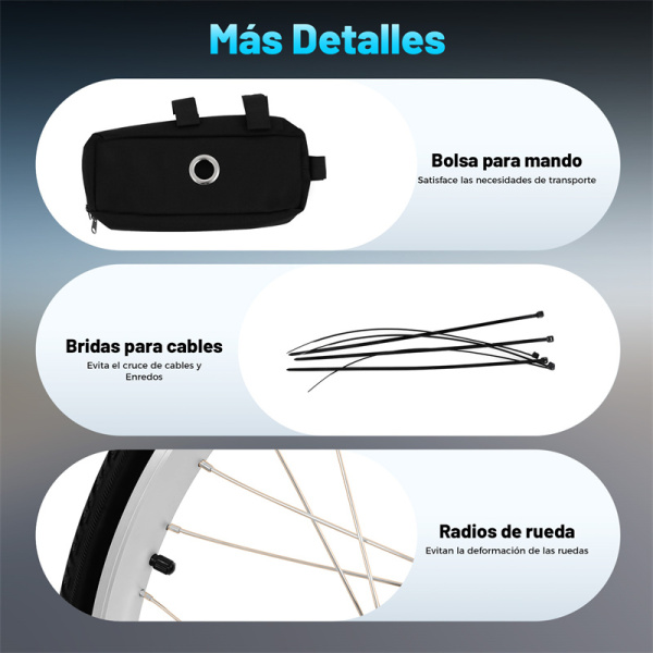 CNCEST Kit bicicleta eléctrica 26 pulgadas 48V 1000W con rueda trasera LCD