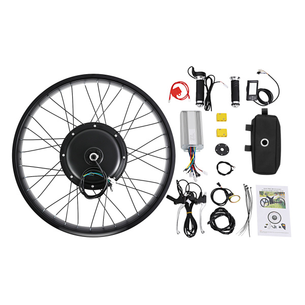 Kit de conversión para bicicleta eléctrica de 26 pulgadas, motor de 48 V, 1500 W, con pantalla LCD, rueda trasera