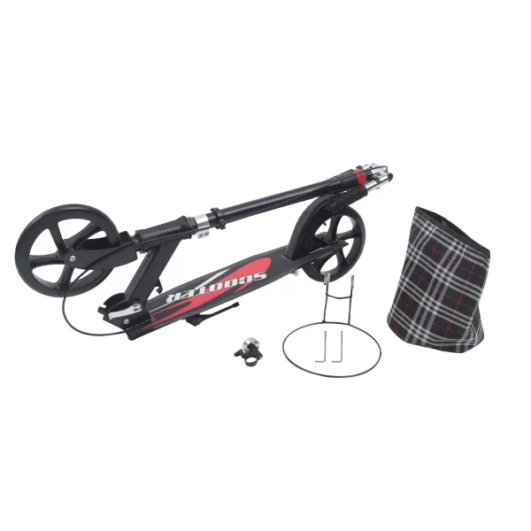 Patinete plegable de 91 – 106 cm de altura regulable, con freno, hasta 118 kg, con timbre y soporte, para adultos y niños