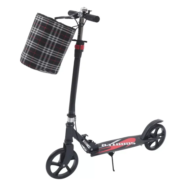 Patinete plegable de 91 – 106 cm de altura regulable, con freno, hasta 118 kg, con timbre y soporte, para adultos y niños