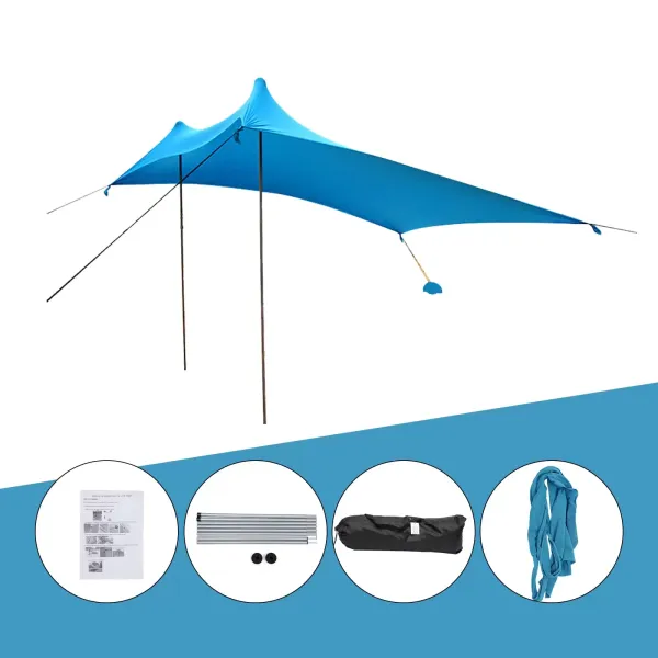 Tienda de campaña para playa, toldo portátil, protección solar, resistente al agua, para exterior, camping, refugio de playa, 3 x 3 x 2 m, azul