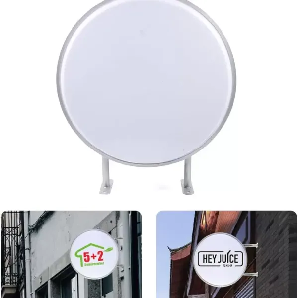 Caja de luz LED redonda, 24 pulgadas, 220V, doble cara, redonda, impermeable, caja de luz LED creativa, para restaurantes, takeaways, tiendas (60 cm)