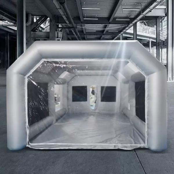 8 x 4 x 3 m portátil cabina de pulverización inflable con ventana transparente y filtración de aire, cabina de pintura de tela Oxford PVC