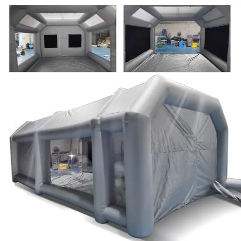 8 x 4 x 3 m portátil cabina de pulverización inflable con ventana transparente y filtración de aire, cabina de pintura de tela Oxford PVC