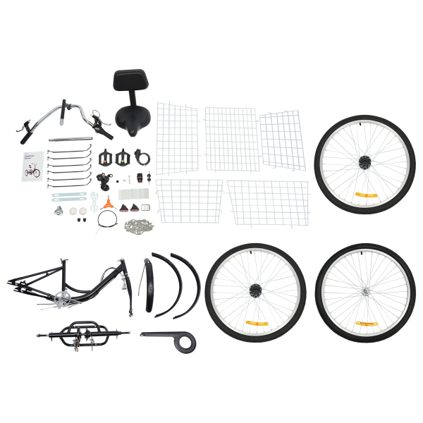 Triciclo para adultos de 24 pulgadas, 3 ruedas, 6 velocidades, bicicleta con cesta, color negro
