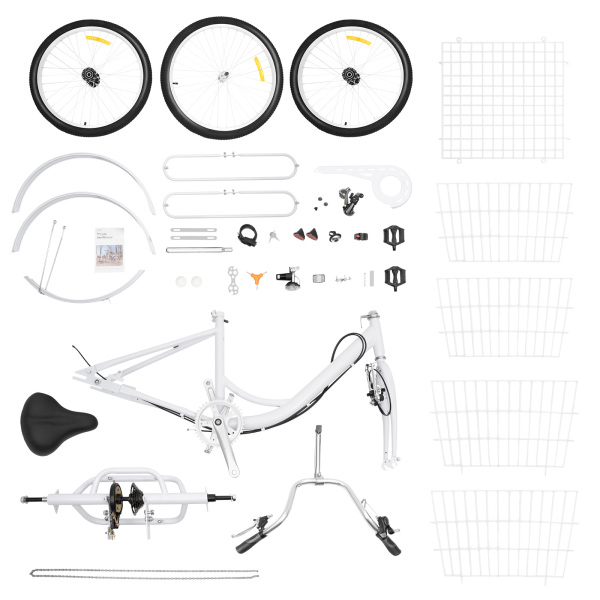 CNCEST Triciclo para adultos de 24 pulgadas, Bicicleta para Picnic con Cesta de la Compra, 6 velocidades, para mayores, capacidad de carga de 110 kg