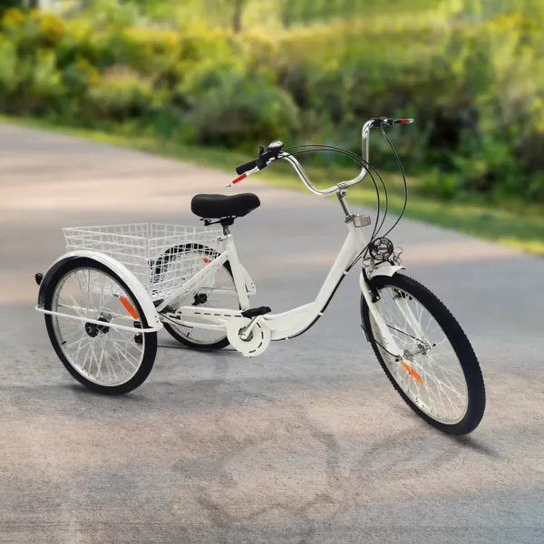 CNCEST Triciclo para adultos de 24 pulgadas, Bicicleta para Picnic con Cesta de la Compra, 6 velocidades, para mayores, capacidad de carga de 110 kg CNCEST Triciclo para adultos de 24 pulgadas, Bicicleta para Picnic con Cesta de la Compra, 6 velocidades, para mayores, capacidad de carga de 110 kg