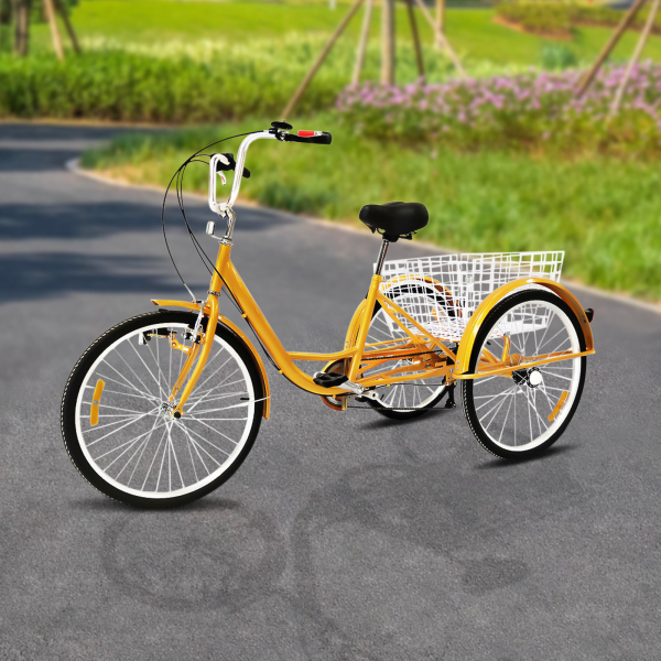 Triciclo para adultos, triciclo con 3 ruedas, bicicleta para personas mayores, 24 pulgadas, 6 velocidades