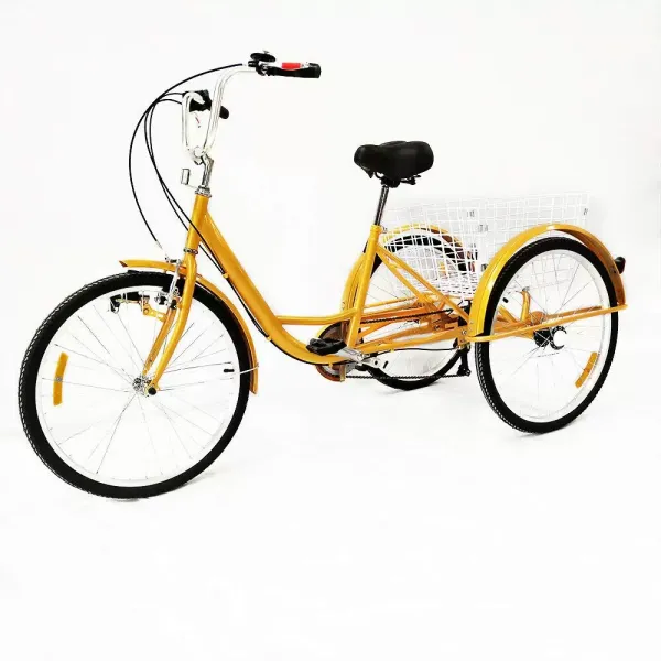 Triciclo para adultos, triciclo con 3 ruedas, bicicleta para personas mayores, 24 pulgadas, 6 velocidades