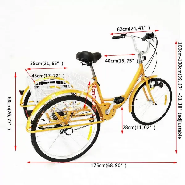 Triciclo para adultos, triciclo con 3 ruedas, bicicleta para personas mayores, 24 pulgadas, 6 velocidades Triciclo para adultos, triciclo con 3 ruedas, bicicleta para personas mayores, 24 pulgadas, 6 velocidades