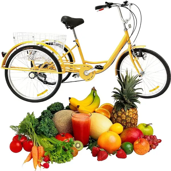 Triciclo para adultos, triciclo con 3 ruedas, bicicleta para personas mayores, 24 pulgadas, 6 velocidades