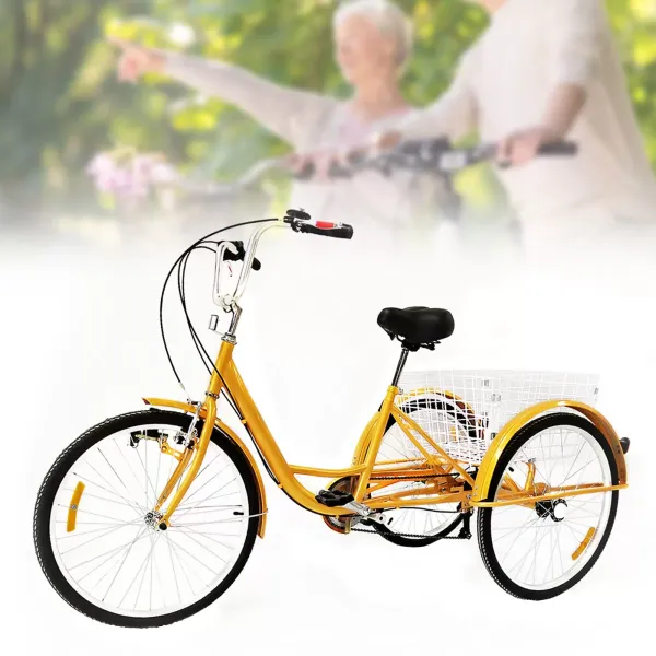Triciclo para adultos, triciclo con 3 ruedas, bicicleta para personas mayores, 24 pulgadas, 6 velocidades