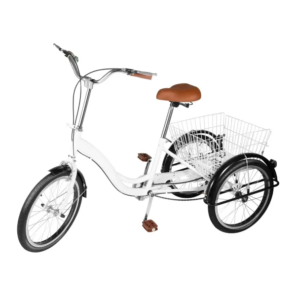 Triciclos para adultos – 20 pulgadas individual triciclo crucero con cesta de compras para deportes al aire libre