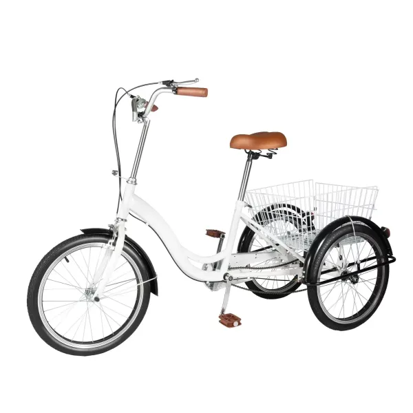 Triciclos para adultos – 20 pulgadas individual triciclo crucero con cesta de compras para deportes al aire libre