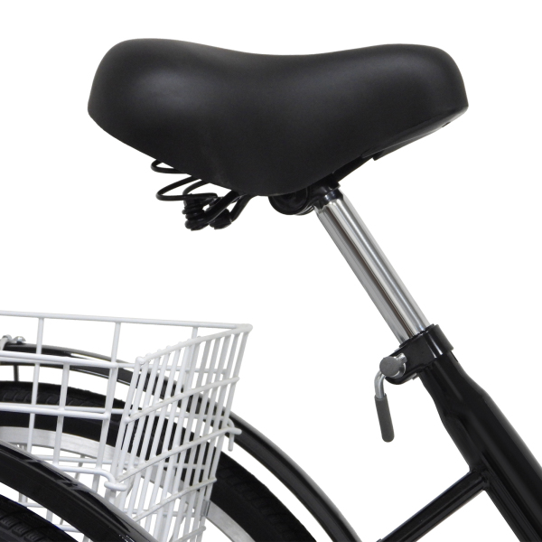 Triciclo de 6 velocidades, 26 pulgadas, triciclo para adultos, altura ajustable con sillín, bicicleta de la compra, senioren con cesta, color negro