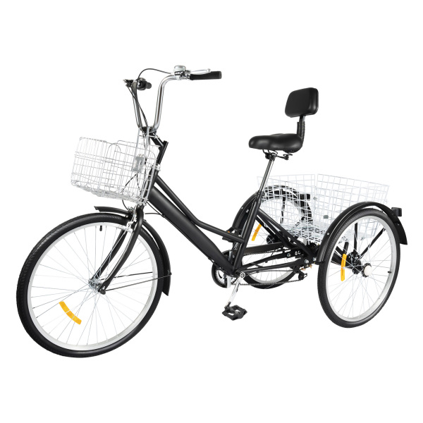 Triciclo de 24 pulgadas, 7 velocidades, 3 ruedas, bicicleta con cesta de la compra para adultos, personas mayores