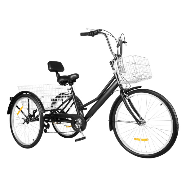 Triciclo de 24 pulgadas, 7 velocidades, 3 ruedas, bicicleta con cesta de la compra para adultos, personas mayores