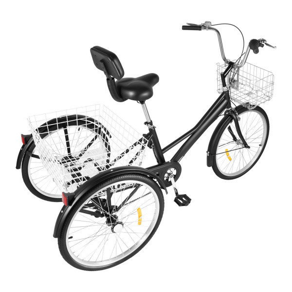 Triciclo de 24 pulgadas, 7 velocidades, 3 ruedas, bicicleta con cesta de la compra para adultos, personas mayores