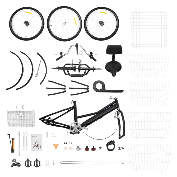 Triciclo de 24 pulgadas, 7 velocidades, 3 ruedas, bicicleta con cesta de la compra para adultos, personas mayores Triciclo de 24 pulgadas, 7 velocidades, 3 ruedas, bicicleta con cesta de la compra para adultos, personas mayores