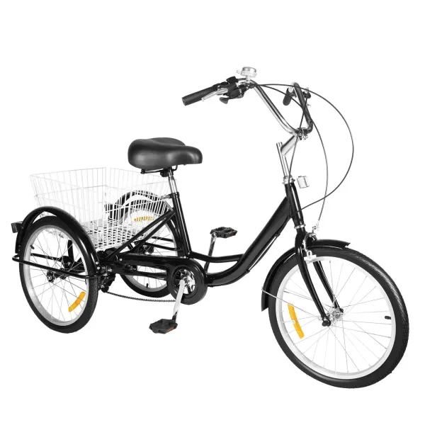 Triciclo para adultos-20 pulgadas  8 velocidades  3 ruedas  con cesta para deportes al aire libre- ajustable