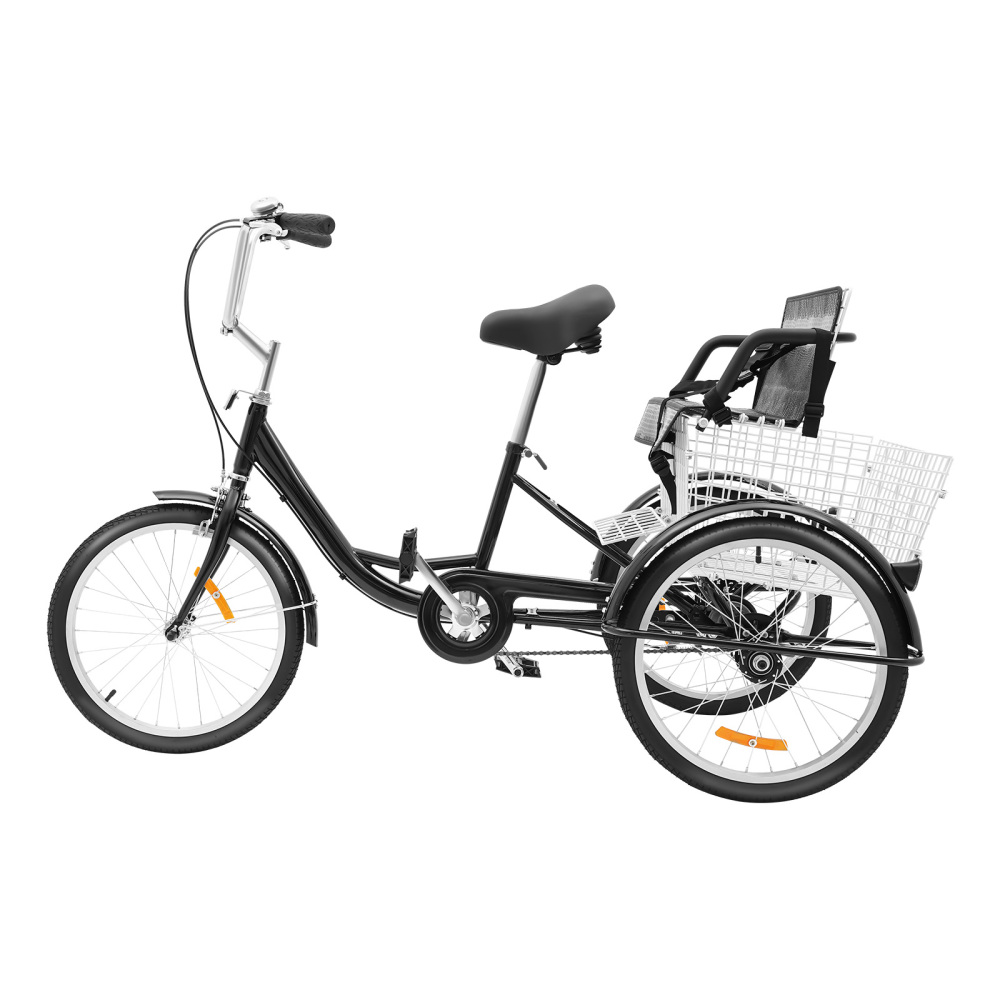 Triciclo de 20 pulgadas para adultos, Bicicleta de 3 ruedas con cesta de la compra
