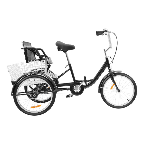 Triciclo de 20 pulgadas para adultos, Bicicleta de 3 ruedas con cesta de la compra