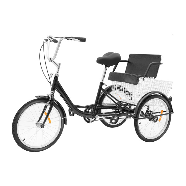 Triciclo de 20 pulgadas para adultos, Bicicleta de 3 ruedas con cesta de la compra