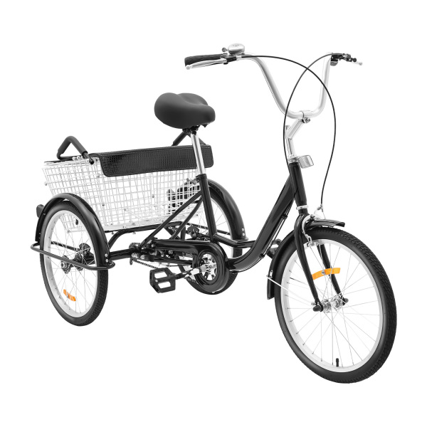 Triciclo de 20 pulgadas para adultos, Bicicleta de 3 ruedas con cesta de la compra Triciclo de 20 pulgadas para adultos, Bicicleta de 3 ruedas con cesta de la compra