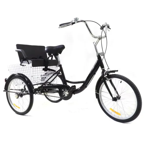 Triciclo de 20 pulgadas para adultos, Bicicleta de 3 ruedas con cesta de la compra