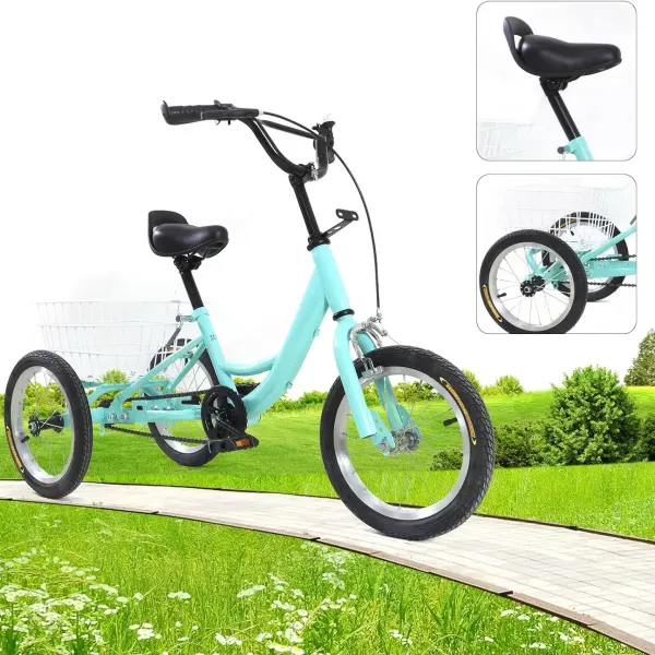 CNCEST Triciclo de 3 ruedas de 14 pulgadas para niños/niñas, de una sola velocidad, color verde claro, regalo para niños CNCEST Triciclo de 3 ruedas de 14 pulgadas para niños/niñas, de una sola velocidad, color verde claro, regalo para niños