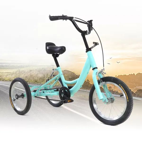 CNCEST Triciclo de 3 ruedas de 14 pulgadas para niños/niñas, de una sola velocidad, color verde claro, regalo para niños