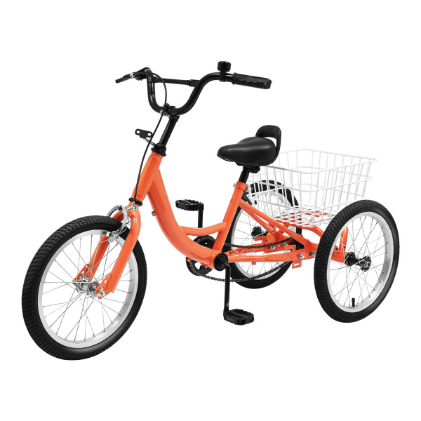 Triciclo Bicicleta de 3 Ruedas de Una Sola Velocidad de 16 Pulgadas, Triciclo Infantil con Cesta Triciclo Bicicleta de 3 Ruedas de Una Sola Velocidad de 16 Pulgadas, Triciclo Infantil con Cesta