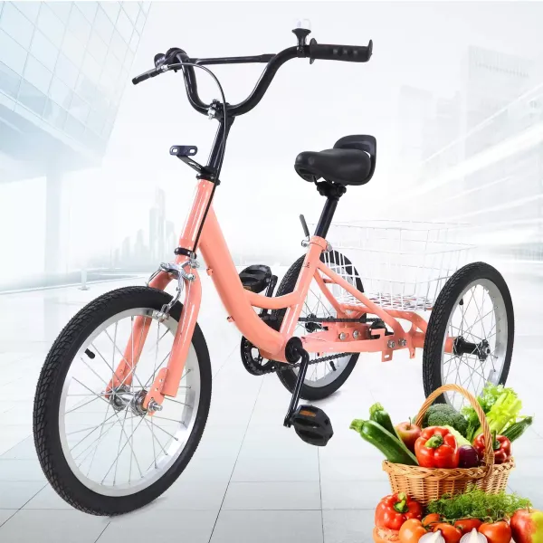 Triciclo Bicicleta de 3 Ruedas de Una Sola Velocidad de 16 Pulgadas, Triciclo Infantil con Cesta